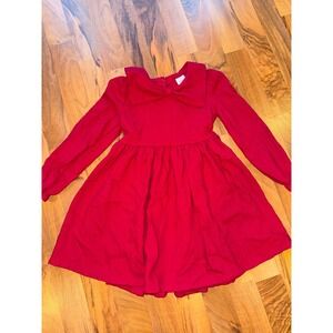 Wonder Nation Girls Red‎ Textured Bow Collar Long Sleeve Dress Size 5T holiday